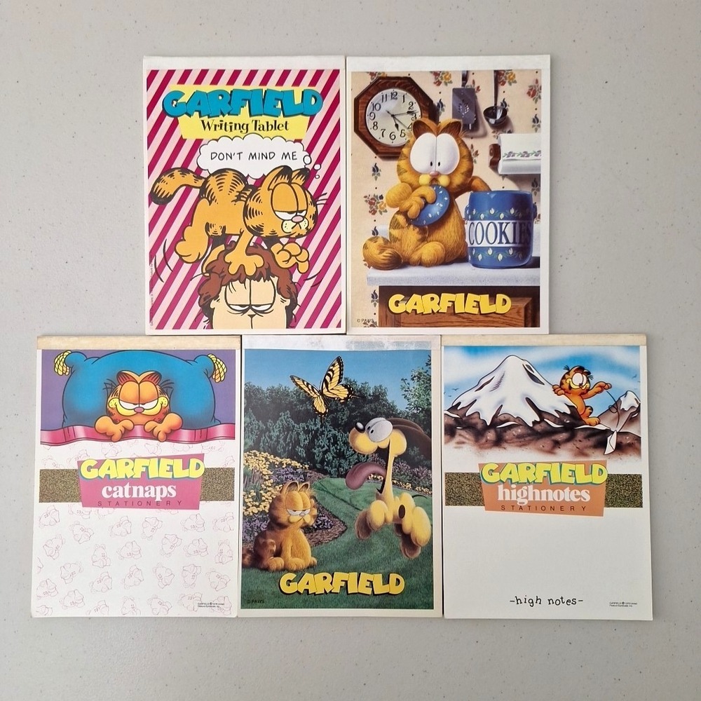 Vintage 1978 Mead GARFIELD Letter Tablet Paper Writing Notepad, Set of 5